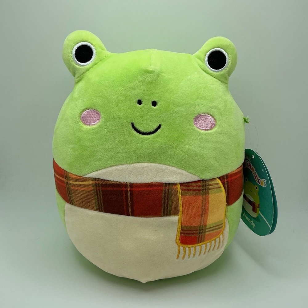 Squishmallows 10" Wendy The Green Frog with Plaid Scarf | Kellytoy Plush | BX22